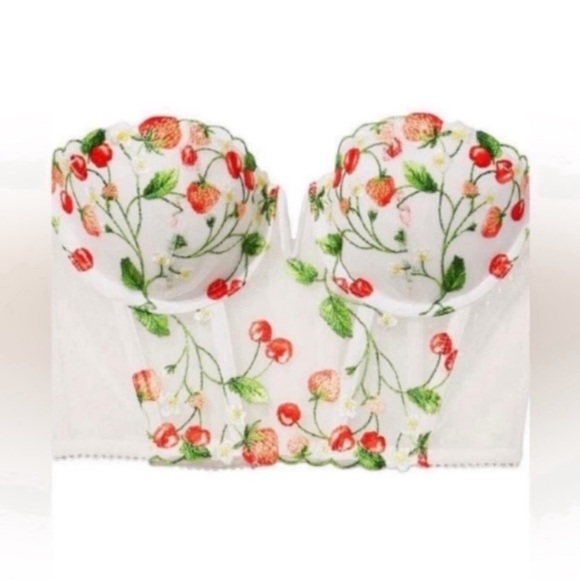 Victoria's Secret Other - New! Victorias Secret bustier bra top cherries strawberries white 4282